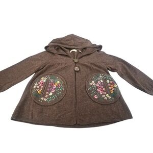 SLEEPING ON SNOW wool angora blend hooded embroidered cardigan M